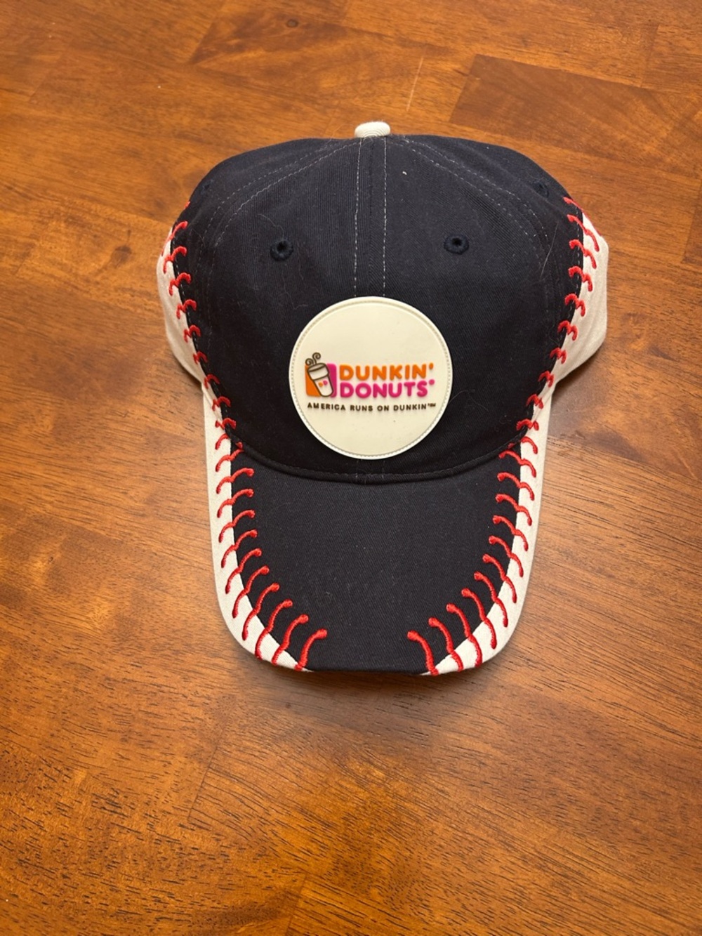 Dunkin' Donuts Baseball Stitch Logo Cap - Navy & White with Red Stitching